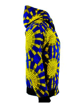Load image into Gallery viewer, Yellow Circles with Black Highlights on Bright Blue Background
