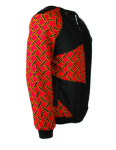 Load image into Gallery viewer, Black Rectangular Designs on Red and Black Backgrounds
