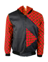 Load image into Gallery viewer, Black Rectangular Designs on Red and Black Backgrounds
