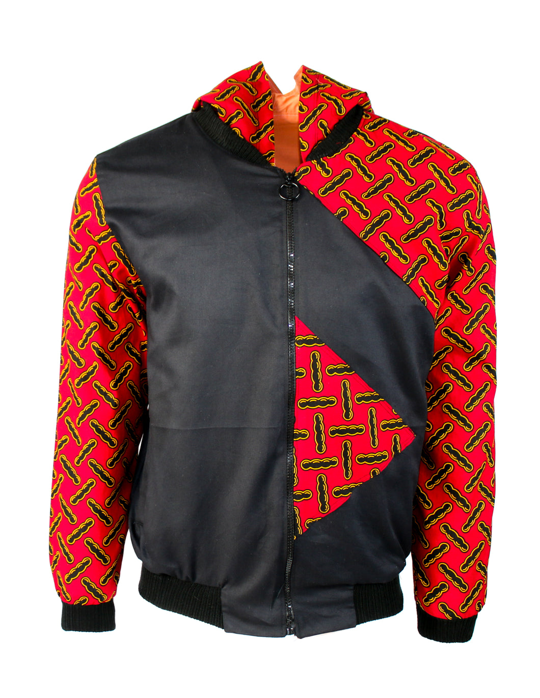 Black Rectangular Designs on Red and Black Backgrounds