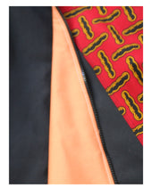 Load image into Gallery viewer, Black Rectangular Designs on Red and Black Backgrounds
