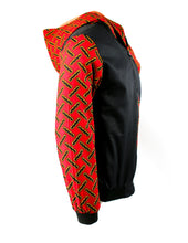 Load image into Gallery viewer, Black Rectangular Designs on Red and Black Backgrounds
