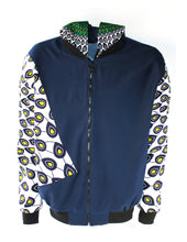Load image into Gallery viewer, Blue and Yellow Swirls on Navy Blue Background
