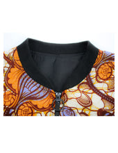 Load image into Gallery viewer, Orange and Purple Flowery Pattern on Light Beige Background
