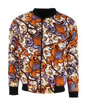 Load image into Gallery viewer, Orange and Purple Flowery Pattern on Light Beige Background
