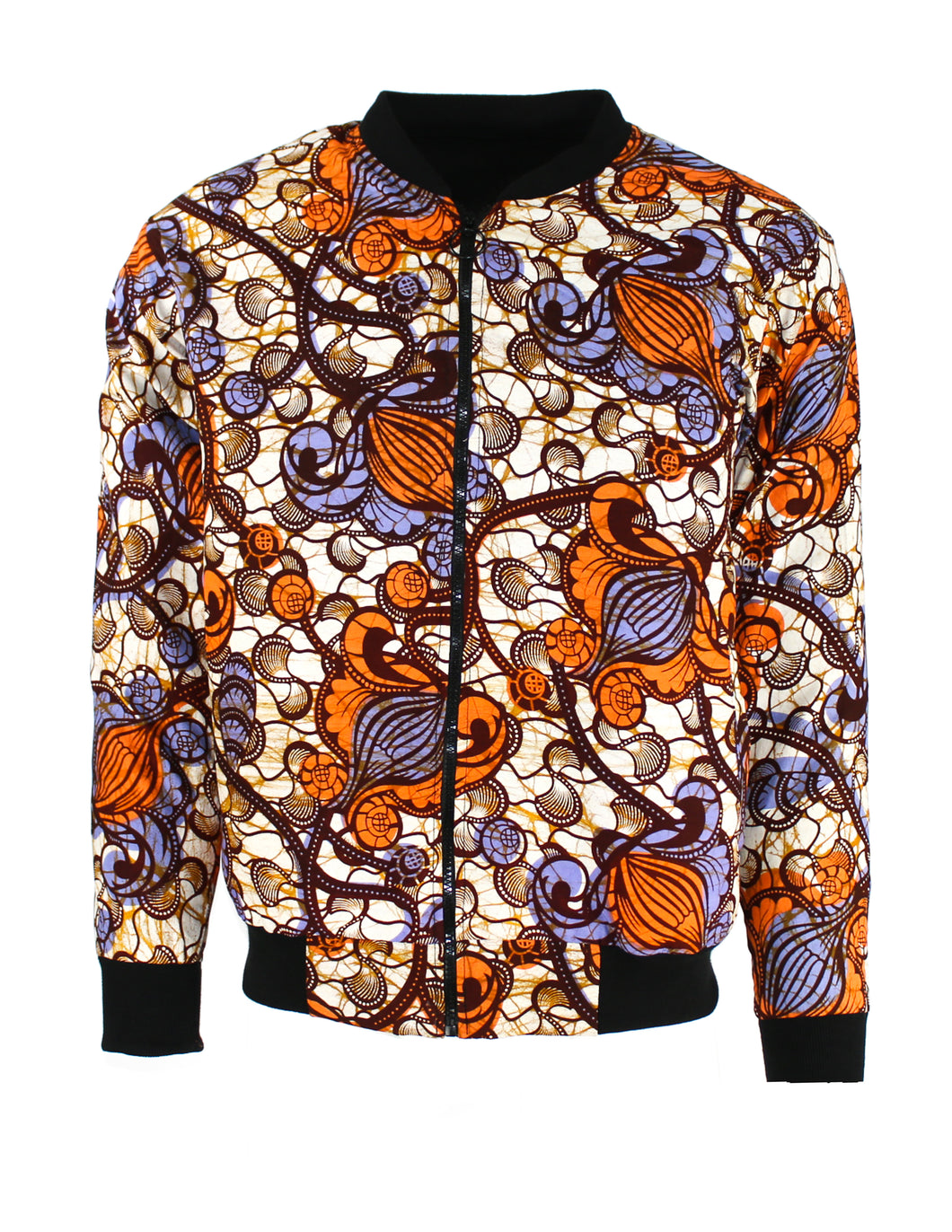Orange and Purple Flowery Pattern on Light Beige Background