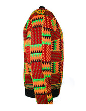 Load image into Gallery viewer, Rectangular Cross Hatching of Orange and Red with Green Highlights
