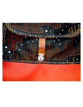 Load image into Gallery viewer, Multi-colored dots on Black with Orange Red Base
