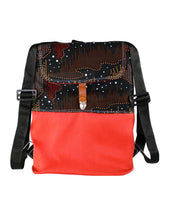 Load image into Gallery viewer, Multi-colored dots on Black with Orange Red Base
