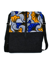 Load image into Gallery viewer, Yellow and Blue Floral Pattern on Black Denim Base
