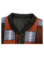 Load image into Gallery viewer, Dark Blue with Orange and White Checkboard Pattern

