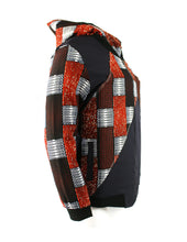 Load image into Gallery viewer, Dark Blue with Orange and White Checkboard Pattern
