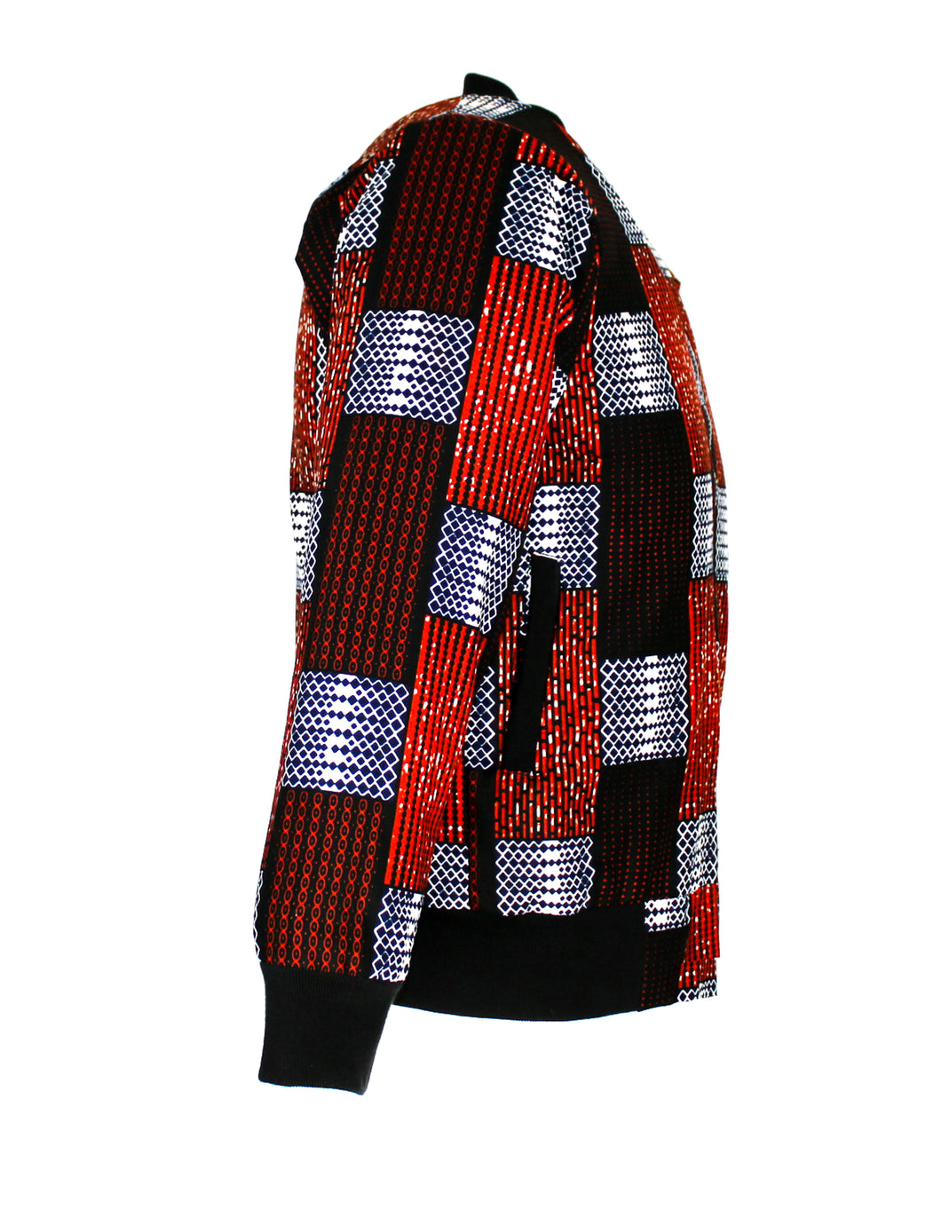 Dark Blue with Orange and White Checkboard Pattern